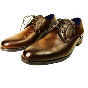 Bruno Marc Men’s Brown Leather Oxford Dress Shoes Lace Up Plain Toe Size 6.5 US